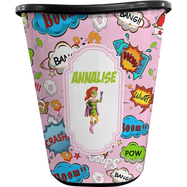 Woman Superhero Trash Can Black