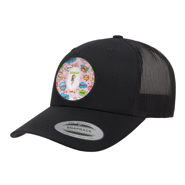 Custom Woman Superhero Trucker Hat - Black (Personalized)