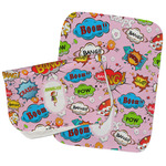 Woman Superhero Burp Cloths - Fleece - Set of 2 w/ Name or Text