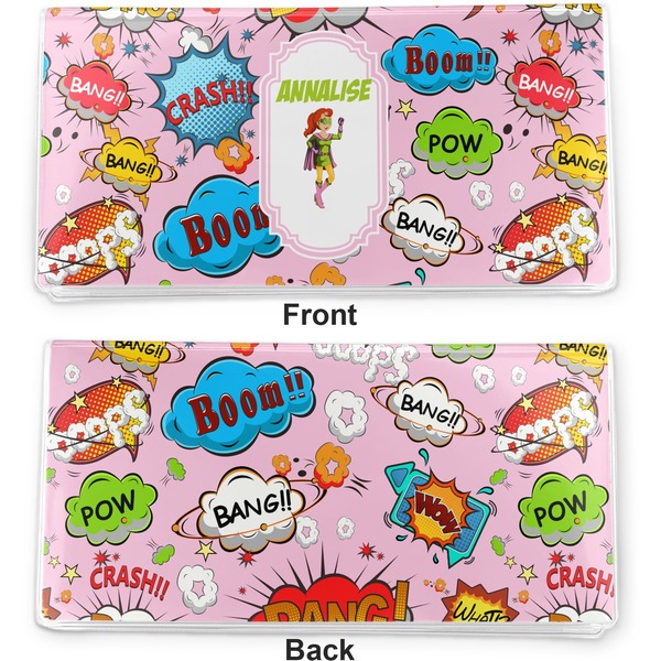 Woman Superhero Vinyl Check Book Cover - Front and Back