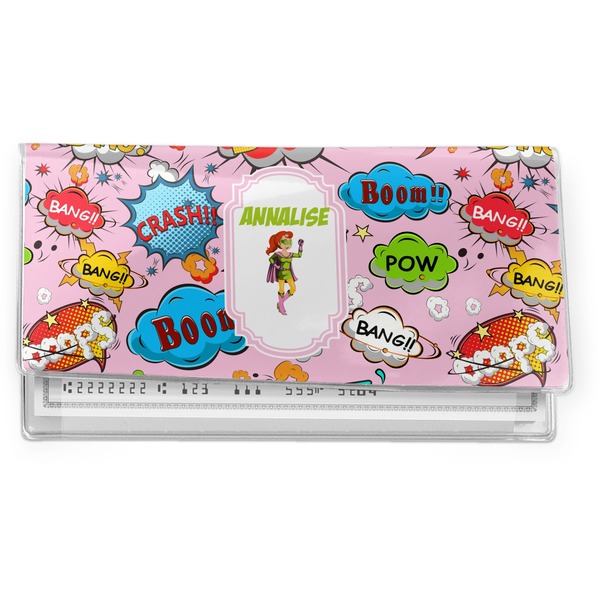 Custom Woman Superhero Vinyl Checkbook Cover (Personalized)