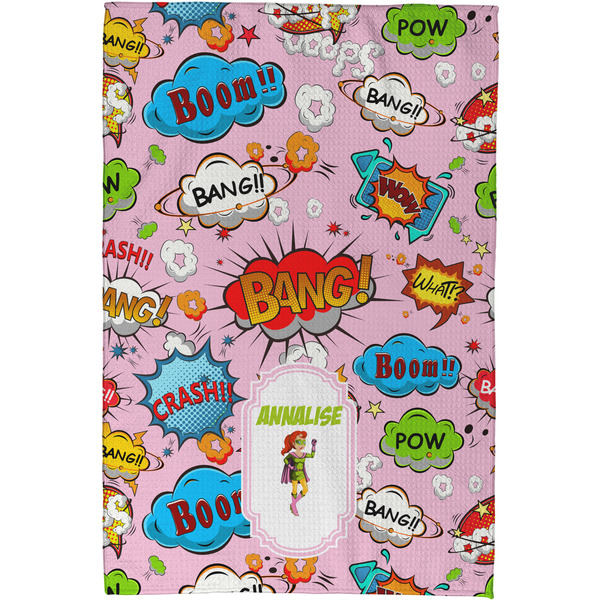 Woman Superhero Waffle Weave Towel - Full Color Print - Approval Image