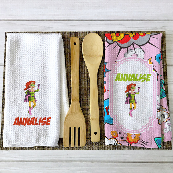 Woman Superhero Waffle Weave Towels - 2 Print Styles