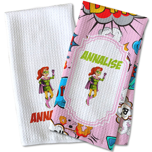 Woman Superhero Waffle Weave Towels - Two Print Styles