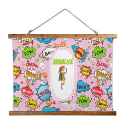 Woman Superhero Wall Hanging Tapestry - Wide (Personalized)