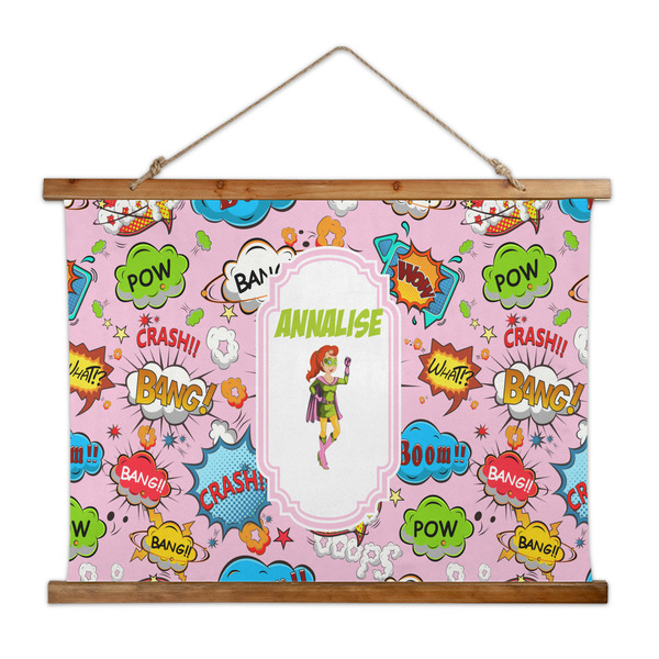 Custom Woman Superhero Wall Hanging Tapestry - Wide (Personalized)