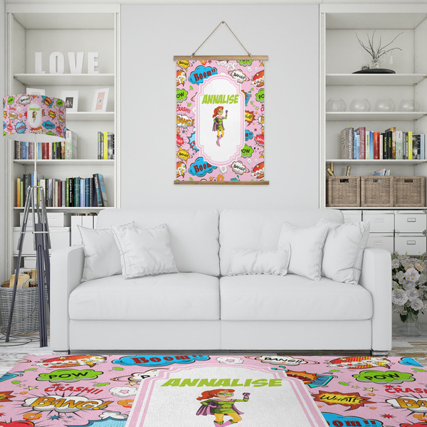 Woman Superhero Wall Hanging Tapestry - Portrait - IN CONTEXT