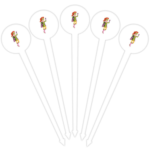 Woman Superhero White Plastic 4" Food Pick - Round - Fan View