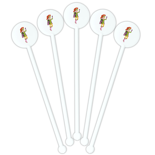 Woman Superhero White Plastic 5.5" Stir Stick - Fan View