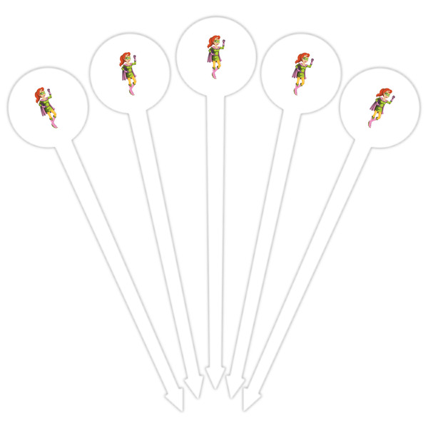 Woman Superhero White Plastic 6" Food Pick - Round - Fan View