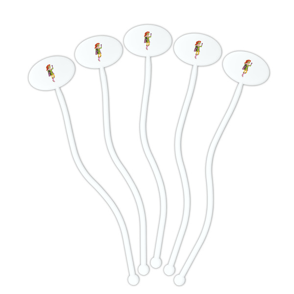 Woman Superhero White Plastic 7" Stir Stick - Oval - Fan