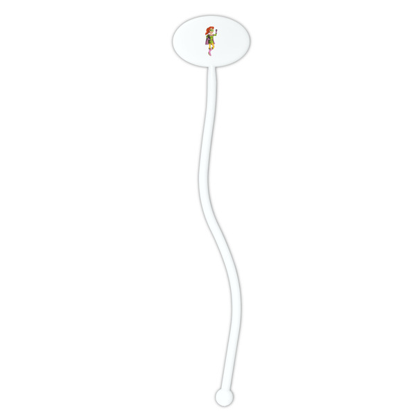 Woman Superhero White Plastic 7" Stir Stick - Oval - Single Stick