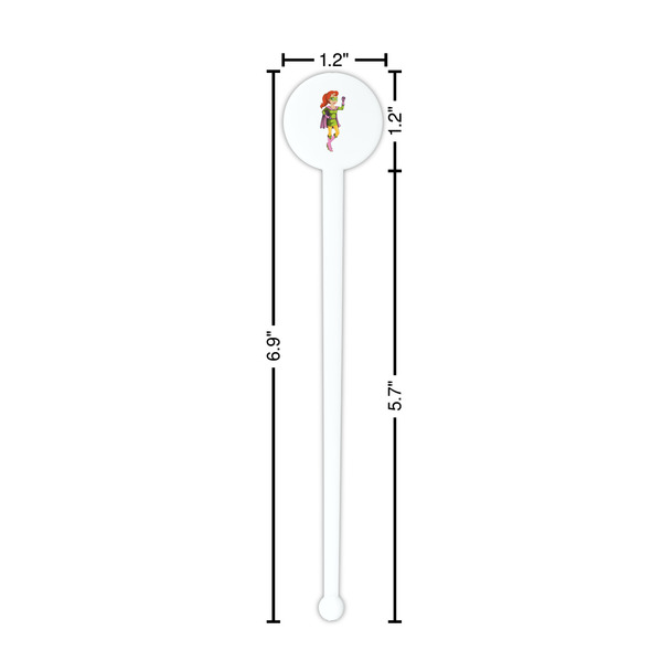 Woman Superhero White Plastic 7" Stir Stick - Round - Dimensions