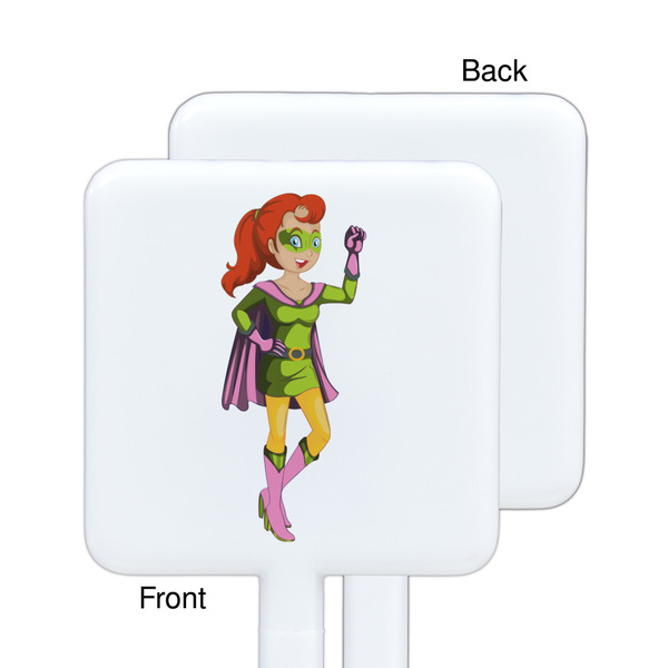 Woman Superhero White Plastic Stir Stick - Single Sided - Square - Approval
