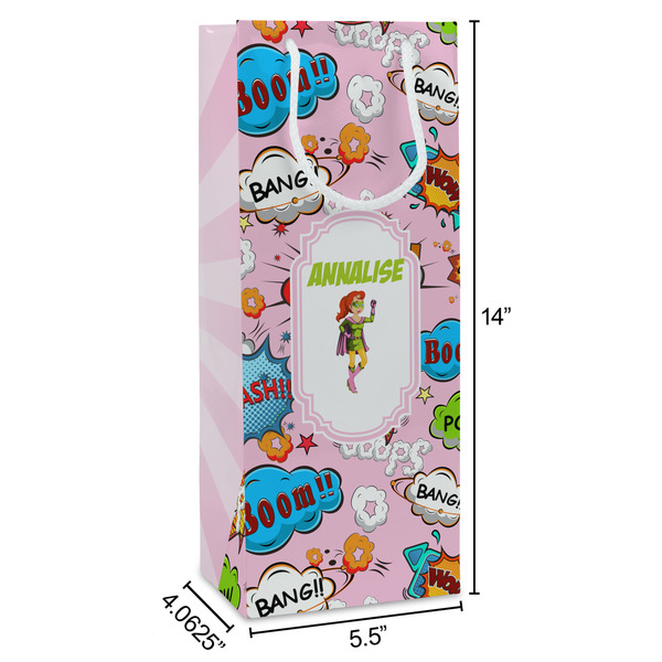 Woman Superhero Wine Gift Bag - Dimensions