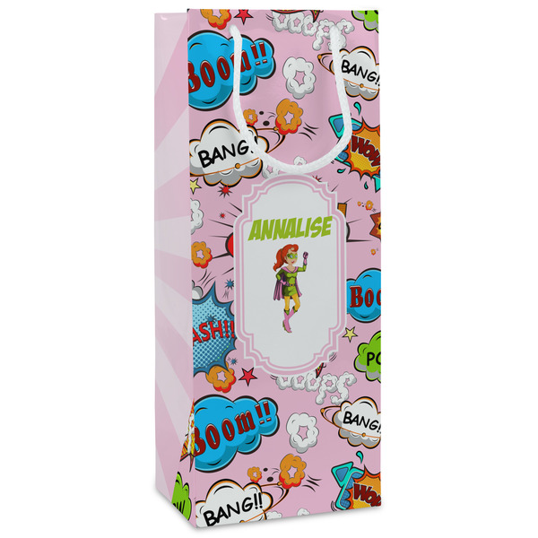 Custom Woman Superhero Wine Gift Bags (Personalized)