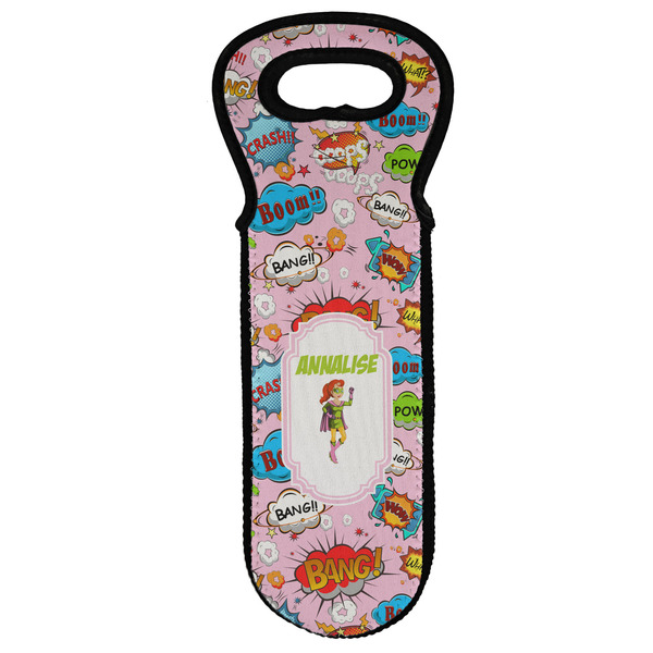Custom Woman Superhero Wine Tote Bag (Personalized)