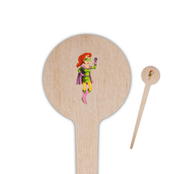 Woman Superhero 4" Round Wooden Food Picks - Single Sided