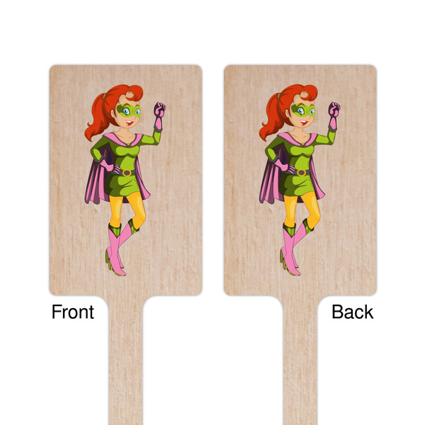 Woman Superhero Wooden 6.25" Stir Stick - Rectangular - Double Sided - Front & Back