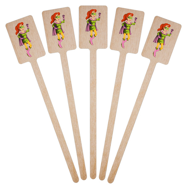 Woman Superhero Wooden 6.25" Stir Stick - Rectangular - Fan View