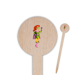 Woman Superhero 6" Round Wooden Food Picks - Double Sided