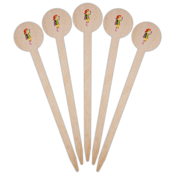 Woman Superhero Wooden 6" Food Pick - Round - Fan View