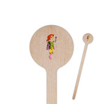 Woman Superhero 6" Round Wooden Stir Sticks - Single Sided