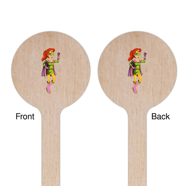 Woman Superhero Wooden 6" Stir Stick - Round - Double Sided - Front & Back