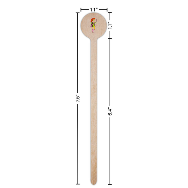 Woman Superhero Wooden 7.5" Stir Stick - Round - Dimensions