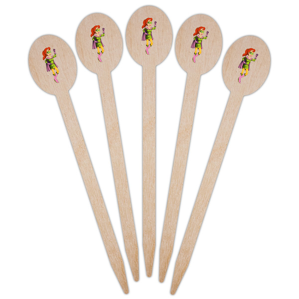 Woman Superhero Wooden Food Pick - Oval - Fan View