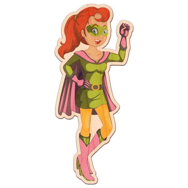 Custom Woman Superhero Genuine Maple or Cherry Wood Sticker