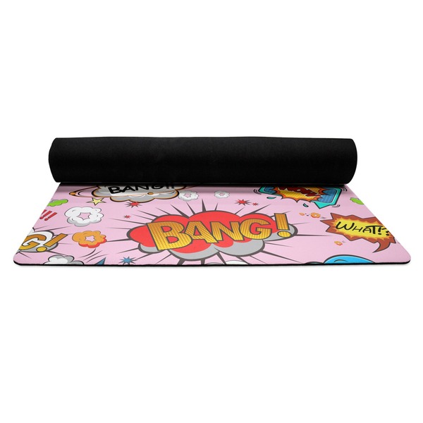 Woman Superhero Yoga Mat Rolled up Black Rubber Backing