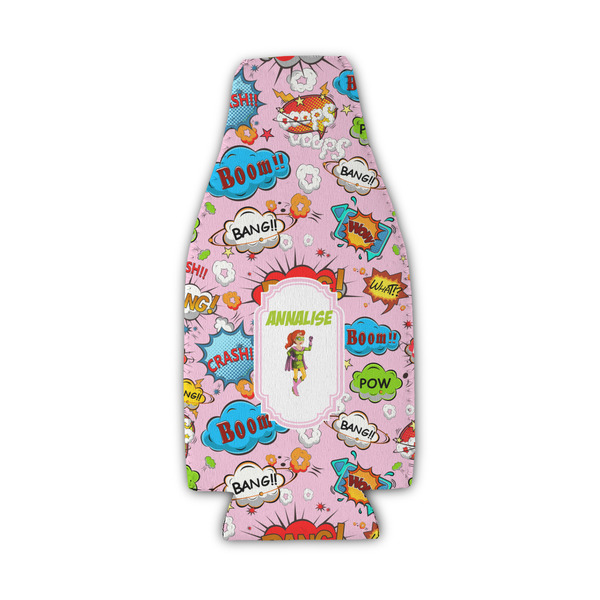 Custom Woman Superhero Zipper Bottle Cooler (Personalized)