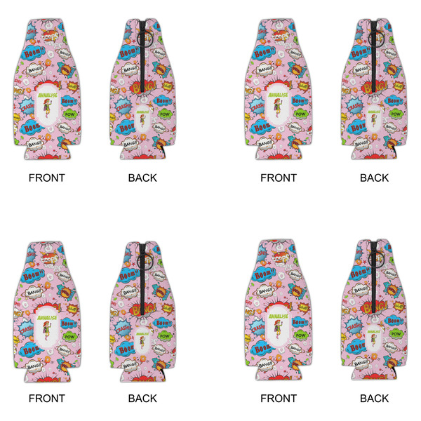 Woman Superhero Zipper Bottle Cooler - Set of 4 - APPROVAL