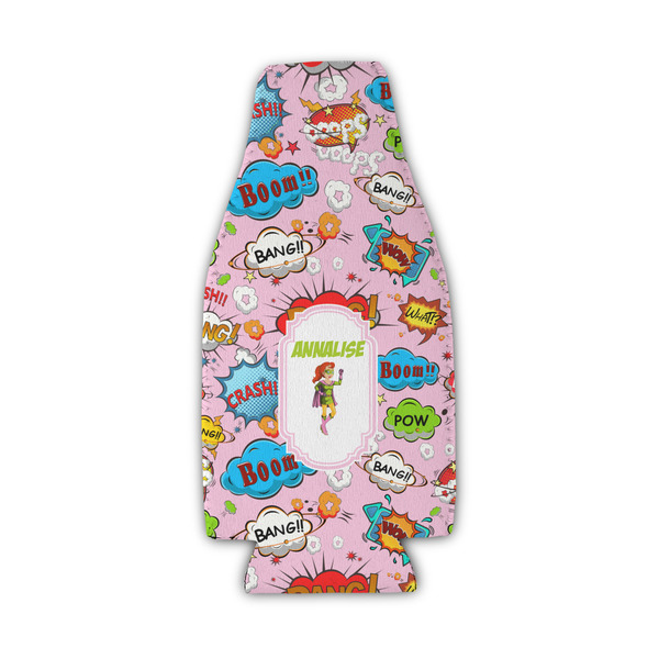 Woman Superhero Zipper Bottle Cooler - Set of 4 - FRONT