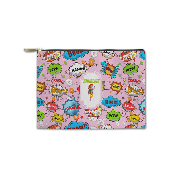 Custom Woman Superhero Zipper Pouch - Small - 8.5"x6" (Personalized)