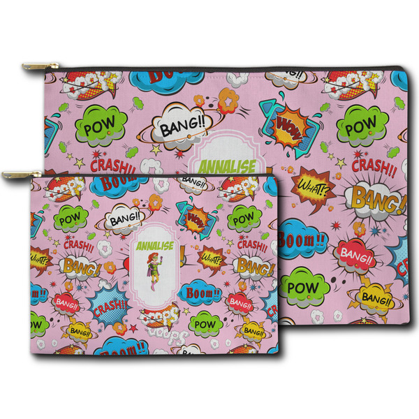 Woman Superhero Zippered Pouches - Size Comparison