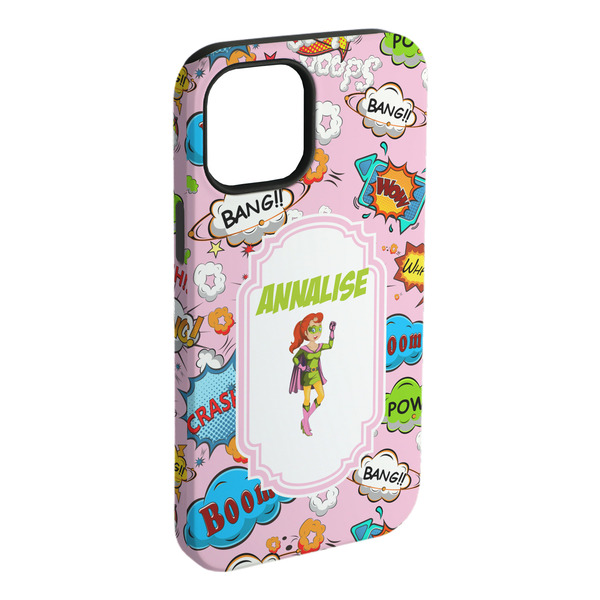 Custom Woman Superhero iPhone Case - Rubber Lined - iPhone 15 Plus (Personalized)