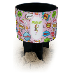 Woman Superhero Black Beach Spiker Drink Holder (Personalized)