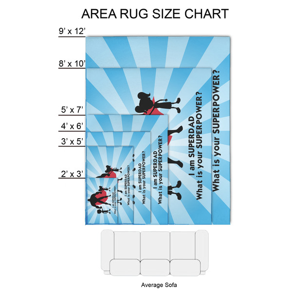 Super Dad 2'x3' Indoor Area Rugs - Size Chart
