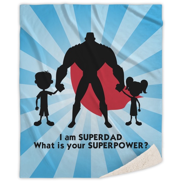 Custom Super Dad Sherpa Throw Blanket