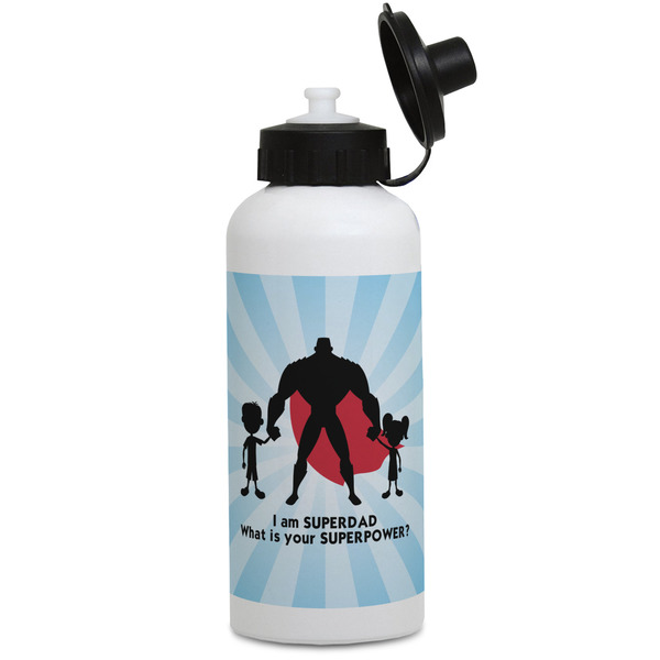 Custom Super Dad Water Bottles - Aluminum - 20 oz - White
