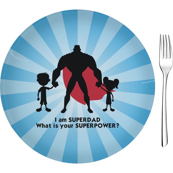 Custom Super Dad 8" Glass Appetizer / Dessert Plates - Single or Set