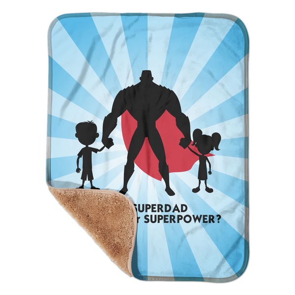 Custom Super Dad Sherpa Baby Blanket - 30" x 40"
