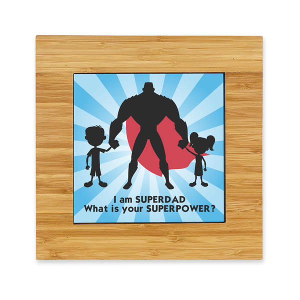 Custom Super Dad Bamboo Trivet with Ceramic Tile Insert