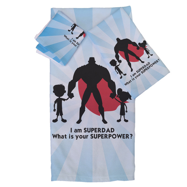 Custom Super Dad Bath Towel Set - 3 Pcs