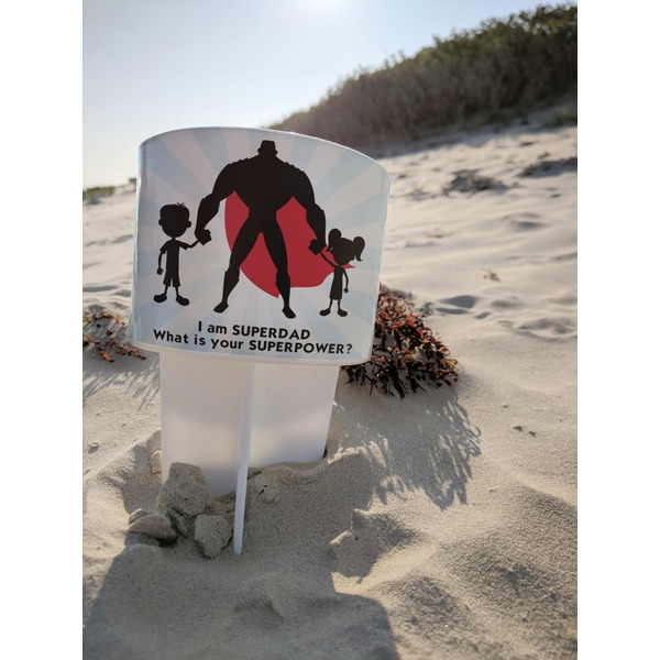 Super Dad Beach Spiker white on beach with sand