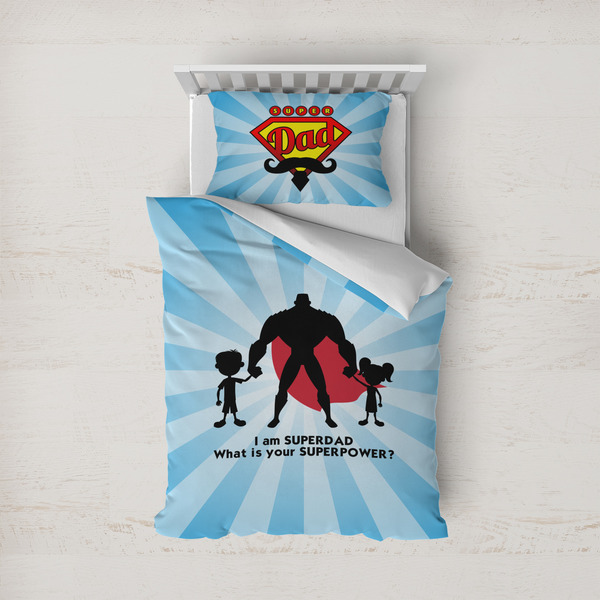 Custom Super Dad Duvet Cover Set - Twin