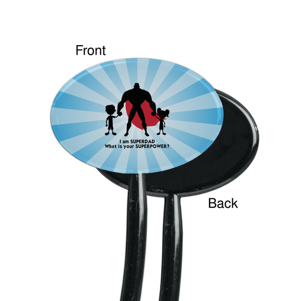 Super Dad Black Plastic 7" Stir Stick - Single Sided - Oval - Front & Back