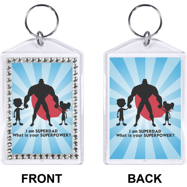 Super Dad Bling Keychain (Front + Back)